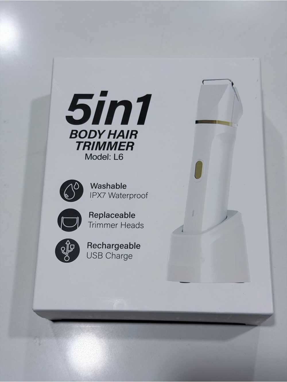 5in1 Body Hair Trimmer - White with Gold Accents